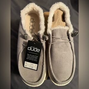 Hey Dude Wendy's Gray Fur-Lined Shoes. Size 11. New with box and tags.